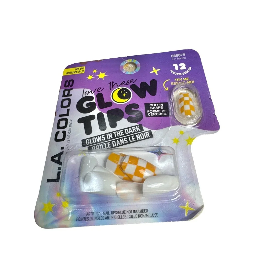 L.A. Colors Glow in the Dark Press On Nails Coffin Bundle Lot of 2 New Halloween